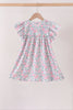 Blue Floral Smocked Ruffle Dress