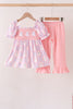 Purple Ghost Smocked Ruffle Pants Set