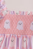 Purple Ghost Smocked Ruffle Dress