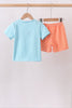Blue Candy Smocked Gingham Shorts Set