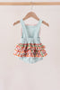 Blue Puppy Pumpkin Embroidery Ruffle Bubble