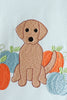 Blue Puppy Pumpkin Embroidery Gingham Pants Set