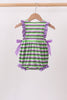Purple witch embroidery stripe ruffle bubble