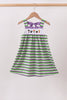 Purple witch embroidery bow stripe dress