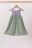 Purple witch embroidery bow stripe dress