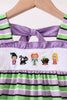 Purple witch embroidery bow stripe dress
