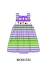 Purple witch embroidery bow stripe dress
