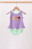 Purple witch applique stripe ruffle bubble