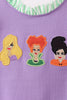 Purple witch applique stripe ruffle bubble