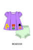 Purple witch applique stripe bloomer set