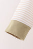 Khaki Pumpkin Embroidery Stripe Top