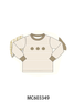 Khaki Pumpkin Embroidery Stripe Top