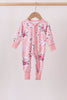 Pink Floral Bamboo Zipper Romper