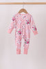 Pink Floral Bamboo Zipper Romper