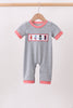 Grey character embroidery romper