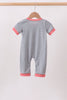 Grey character embroidery romper