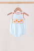 Blue Gingham Candy Corn Embroidery Bubble