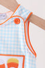 Blue Gingham Candy Corn Embroidery Bubble