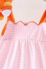 Pink Gingham Candy Corn Ruffle Shorts Set