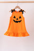 Orange Jack-O-Lantern  Applique Ruffle Dress