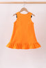 Orange Jack-O-Lantern  Applique Ruffle Dress