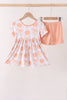 Coral Pumpkin Bow Bamboo Set