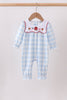 Blue Farm Embroidery Gingham Romper