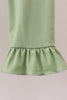 Sage Pumpkin Bow Embroidery Ruffle Pants Set