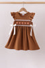 Brown Pumpkin Smocked Lace Dress