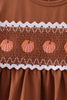 Brown Pumpkin Smocked Lace Dress