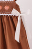 Brown Pumpkin Smocked Lace Dress