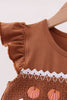 Brown Pumpkin Smocked Lace Dress