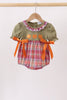 Camel Pumpkin Embroidery Ruffle Plaid Bubble