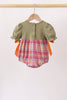 Camel Pumpkin Embroidery Ruffle Plaid Bubble