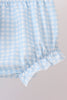 Blue pumpkin bow smocked lace bloomer set