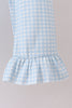 Blue pumpkin bow smocked lace ruffle pants set