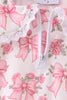 Pink Floral Bow Lace Skorts Set