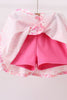 Pink Pumpkin Bow Lace Skorts Set