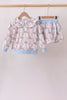 Blue Bow Lace Skorts Set