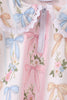 Pink Bow Floral Lace Skorts Set