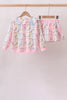 Pink Bow Floral Lace Skorts Set