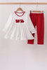 Red Alabama Roll Tide Embroidery Pants Set