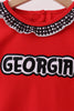 Red Georgia Embroidery Ruffle Dress