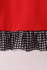 Red Georgia Embroidery Ruffle Dress