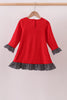 Red Georgia Embroidery Ruffle Dress
