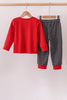 Red Georgia Embroidery Pants Set