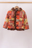 Brown Patchwork Floral Ruffle Jacket
