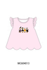 Pink goose embroidery ruffle top
