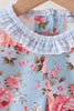 Blue rose floral ruffle bloomer set