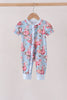 Blue rose floral ruffle romper